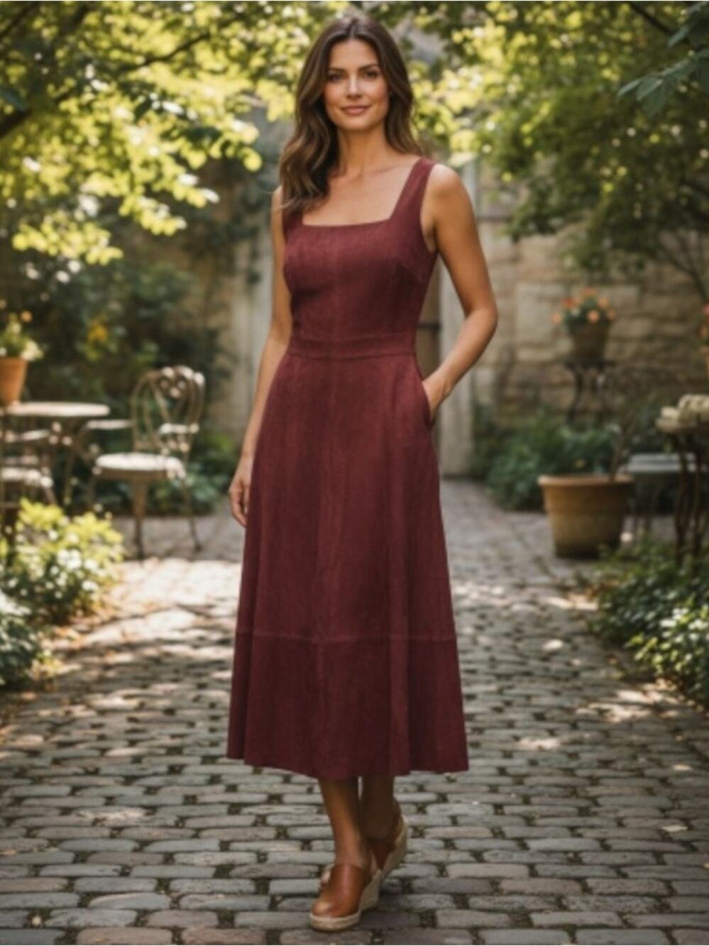 Antonio Melani Luxury Collection Norah Burnt Orange Suede Midi Dress Size 10